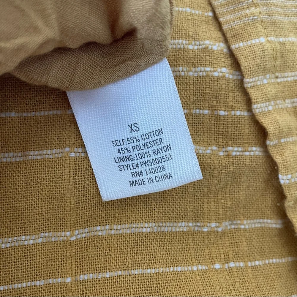 Blue Rain Yellow Mustard Striped Short Sleeve Dress Women’s Size XS